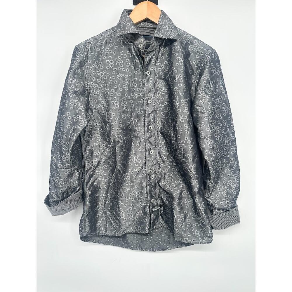 Scott Weiland Floral Silver Button Up Shirt Flip Cuff Mens Small Rock & Roll Y2K